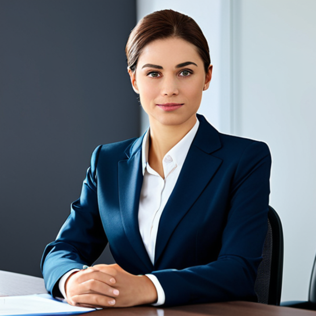 행동경제학의 비즈니스 적용 사례 - **Businesswoman in Modern Office:** A professional businesswoman in a modest business suit, sitting ...