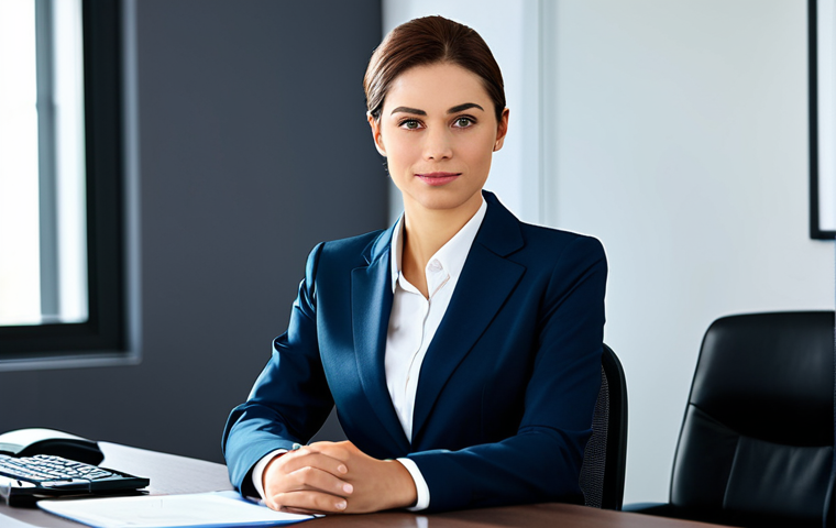 행동경제학의 비즈니스 적용 사례 - **Businesswoman in Modern Office:** A professional businesswoman in a modest business suit, sitting ...