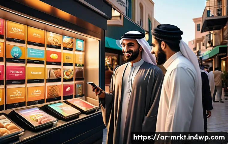 행동경제학적 모델을 통한 소비자 이해 - A modern Middle Eastern marketplace scene capturing diverse Arabic-speaking consumers engaging with ...