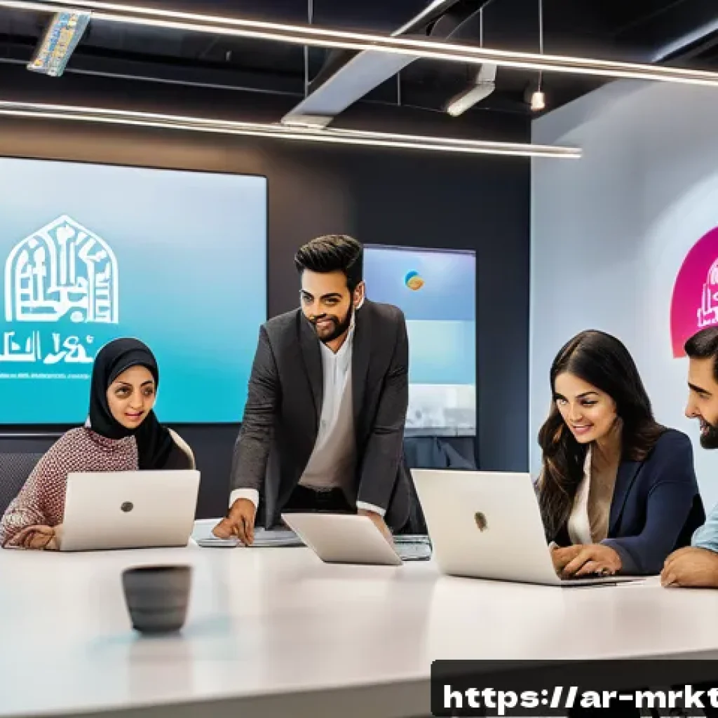 행동경제학적 광고 효과 분석 방법 - A vibrant modern marketing office scene set in a Middle Eastern context, featuring a diverse group o...