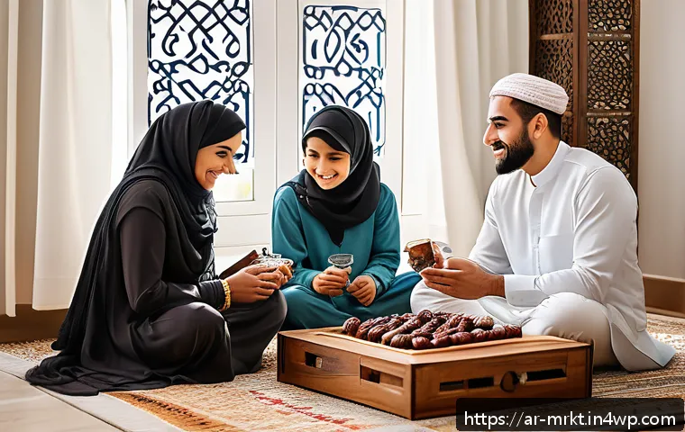 행동경제학적 소비자 리서치 기법 - A warm, inviting Middle Eastern family scene set in a modern living room decorated with traditional ...