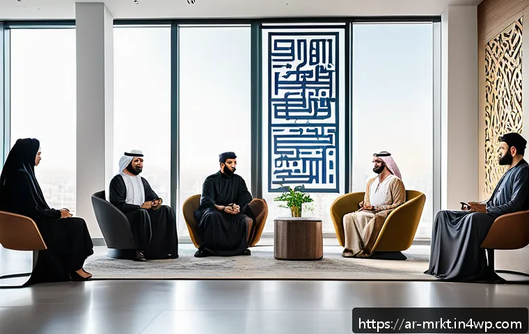 행동경제학적 사고가 혁신에 미치는 영향 - A modern Arab business team in a sleek office setting, engaged in a creative brainstorming session. ...